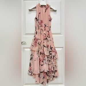 Eliza J Floral Asymmetric Tiered Dress